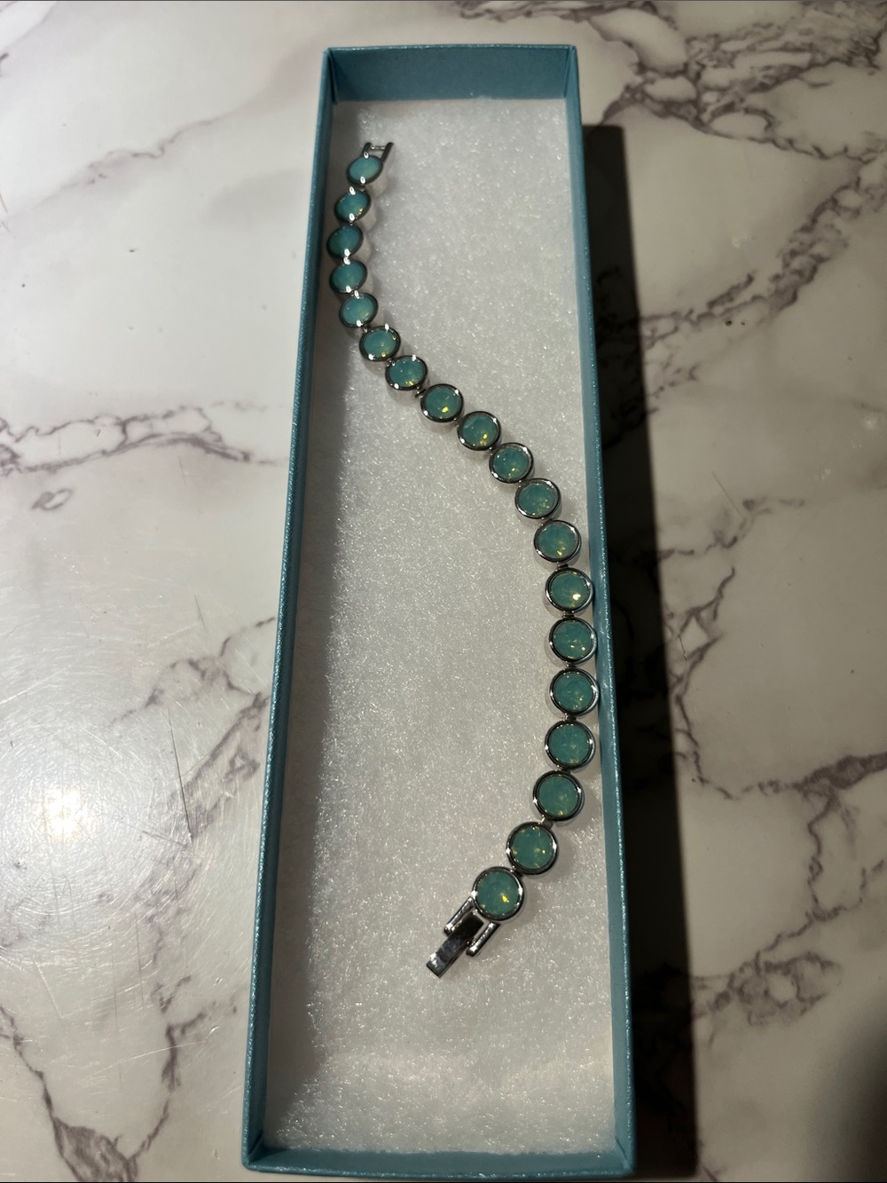 Silver Bracelet with Opal Turquoise stones - Women Jewelry